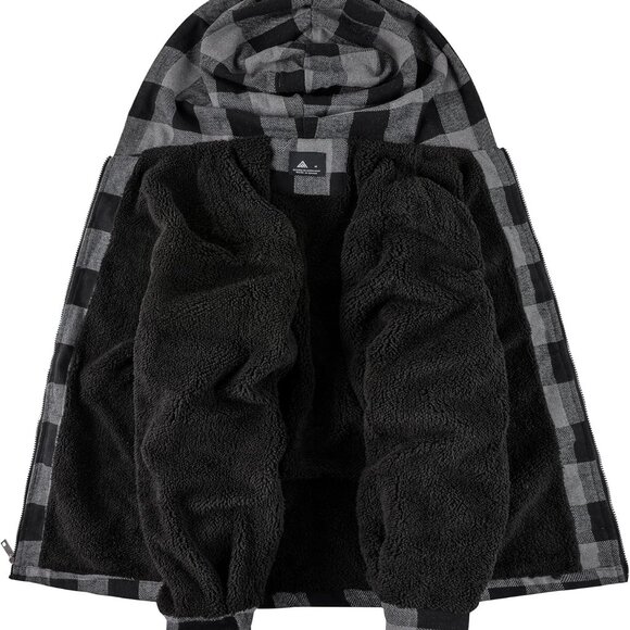 Men's Stylish Plaid Flannel Zip-Up Jacket - Perfect for Outdoor Activities - Picture 3 of 5